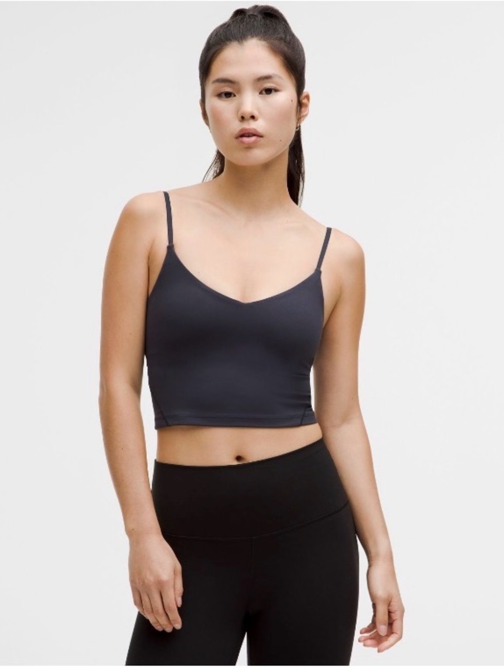 lululemon athletica Black/Charcoal Longline Strappy Sports Bra
